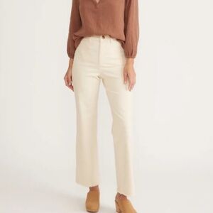 Marine Layer Full Length Raw Edge‎ Bridget Pant in Cream Size 4